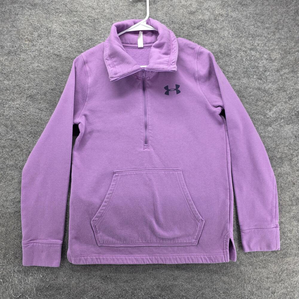 Under Armour Sweatshirt Womens S Purple Pullover 1/4 Zip Pockets Fleece